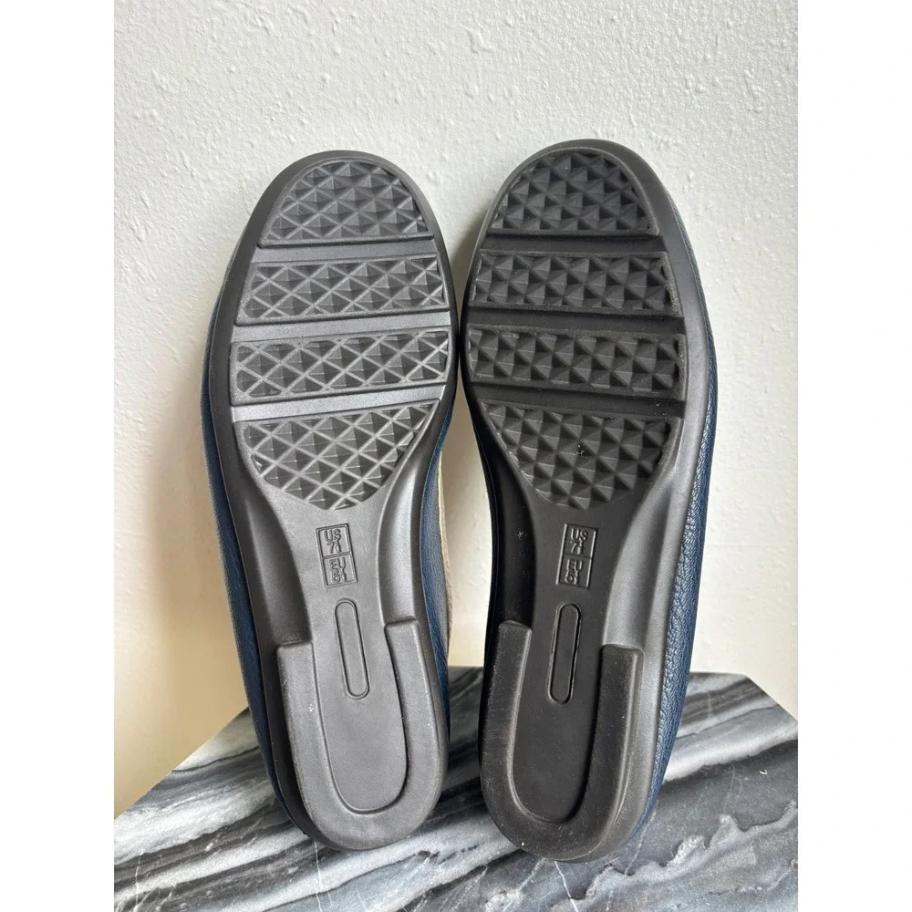 Aerosoles Manuscript Navy‎ Cream Gold Horsebit Loafers Shoes Womens 7.5 M